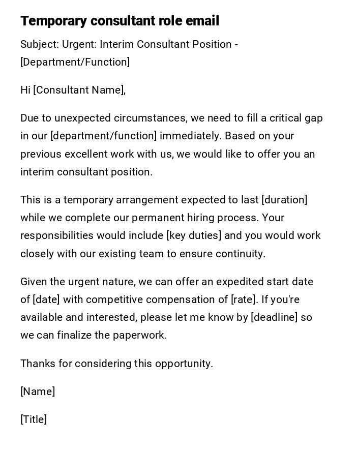 Temporary consultant role email Temporary consultant role email