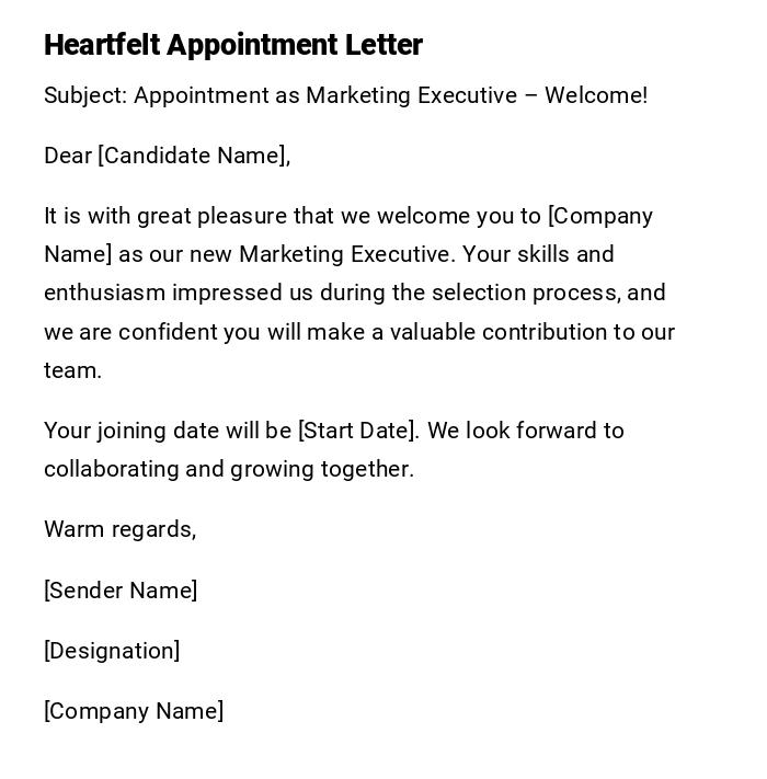 Heartfelt Appointment Letter