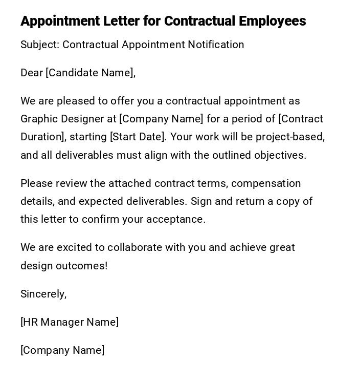 Appointment Letter for Contractual Employees