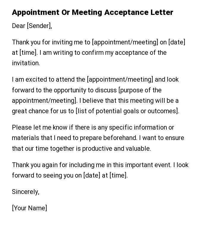 Appointment Or Meeting Acceptance Letter