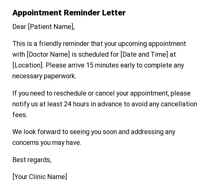Appointment Reminder Letter