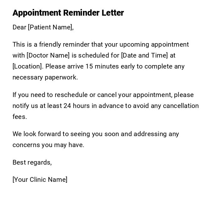 Appointment Reminder Letter