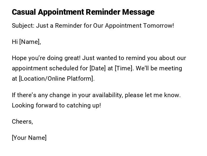 Casual Appointment Reminder Message