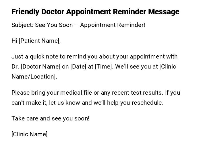 Friendly Doctor Appointment Reminder Message