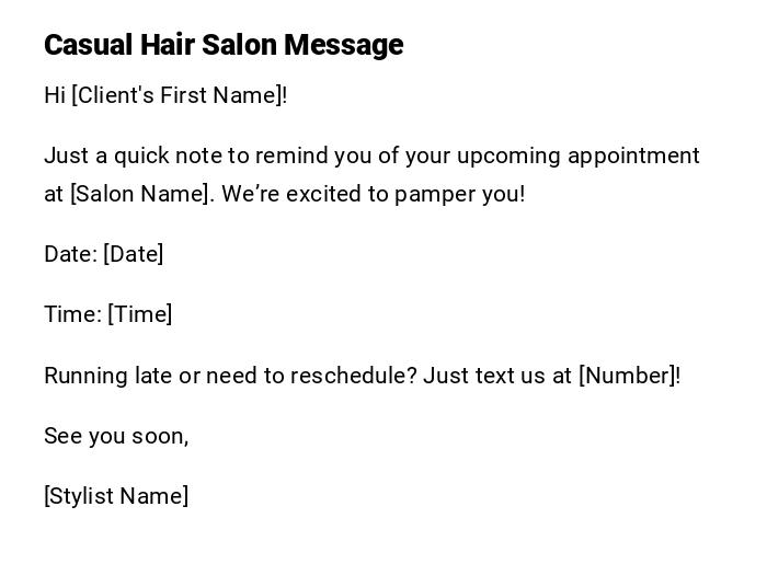 Casual Hair Salon Message
