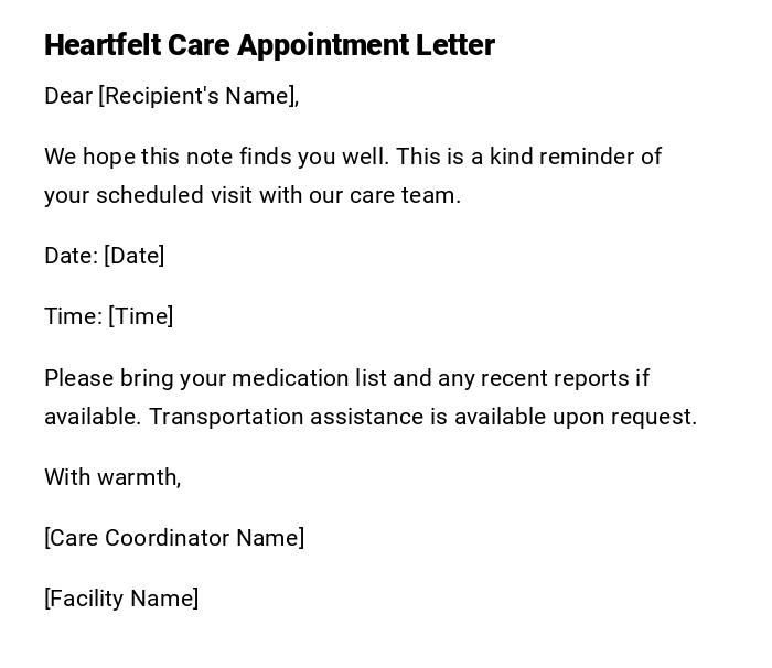 Heartfelt Care Appointment Letter