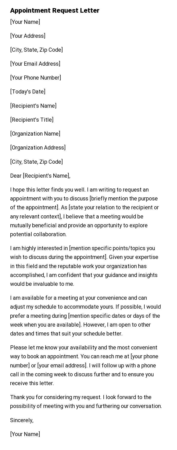 Appointment Request Letter
