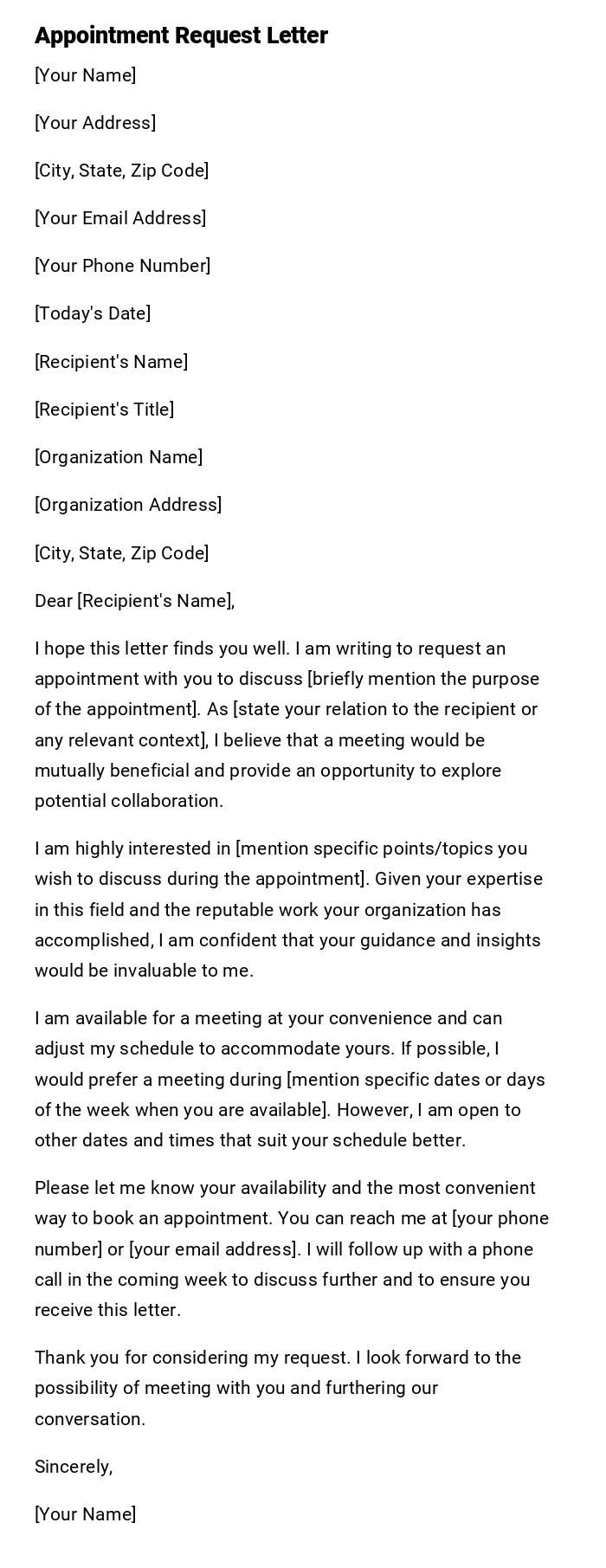 Appointment Request Letter