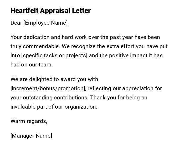 Heartfelt Appraisal Letter Heartfelt Appraisal Letter