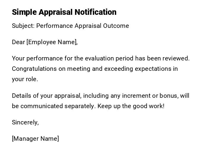Simple Appraisal Notification Simple Appraisal Notification