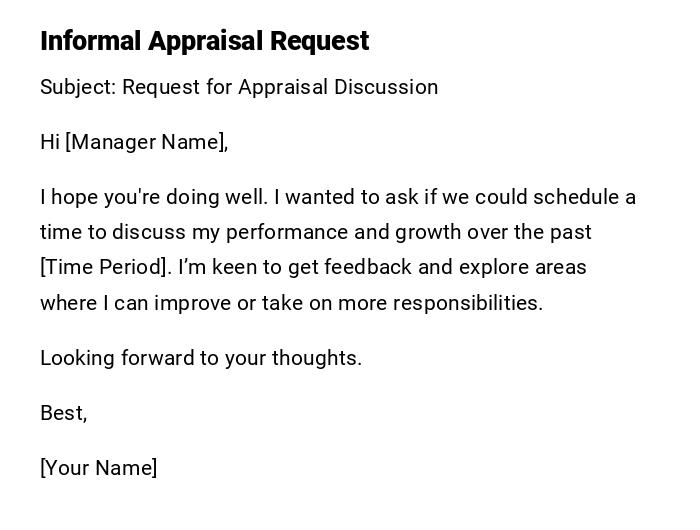 Informal Appraisal Request Informal Appraisal Request