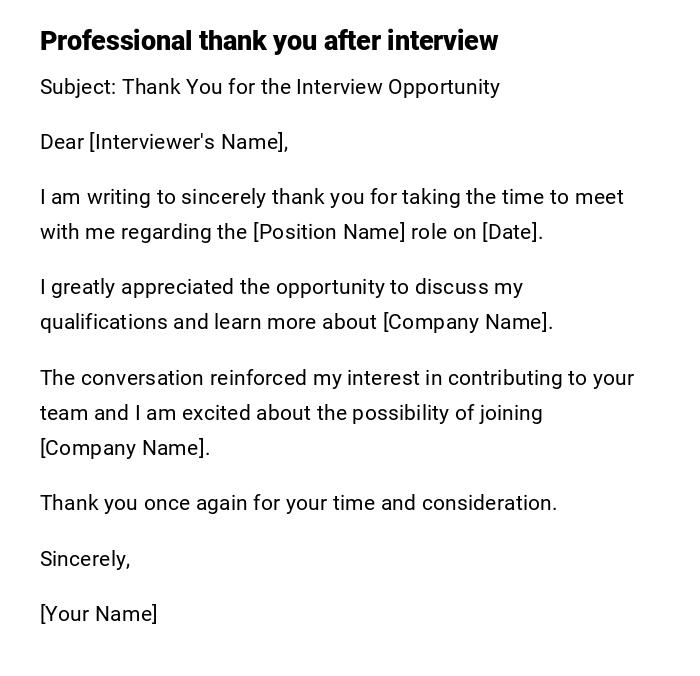 Professional thank you after interview Professional thank you after interview