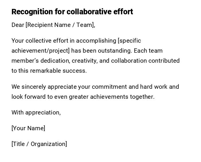 Recognition for collaborative effort Recognition for collaborative effort