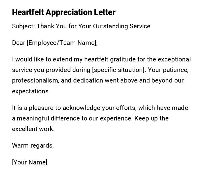 Heartfelt Appreciation Letter Heartfelt Appreciation Letter