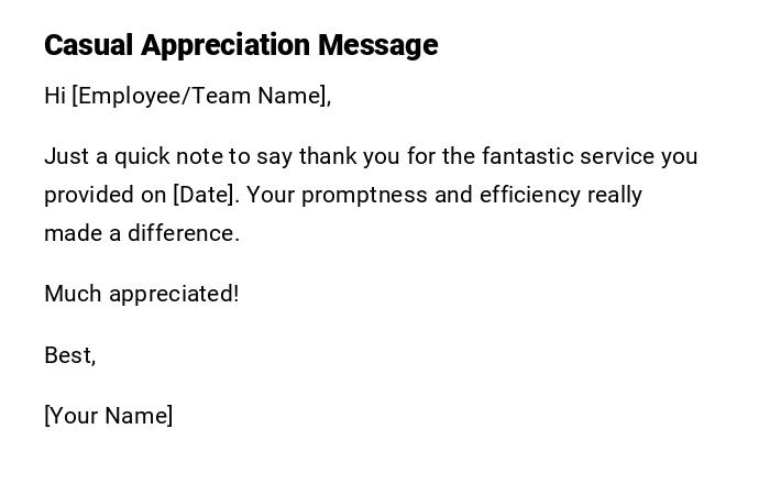 Casual Appreciation Message Casual Appreciation Message