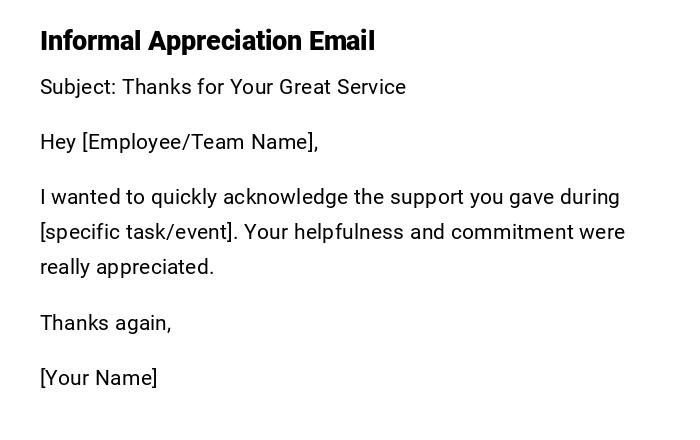 Informal Appreciation Email Informal Appreciation Email
