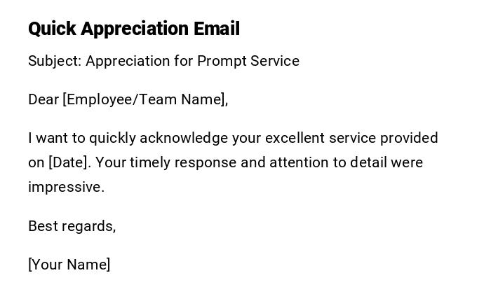 Quick Appreciation Email Quick Appreciation Email