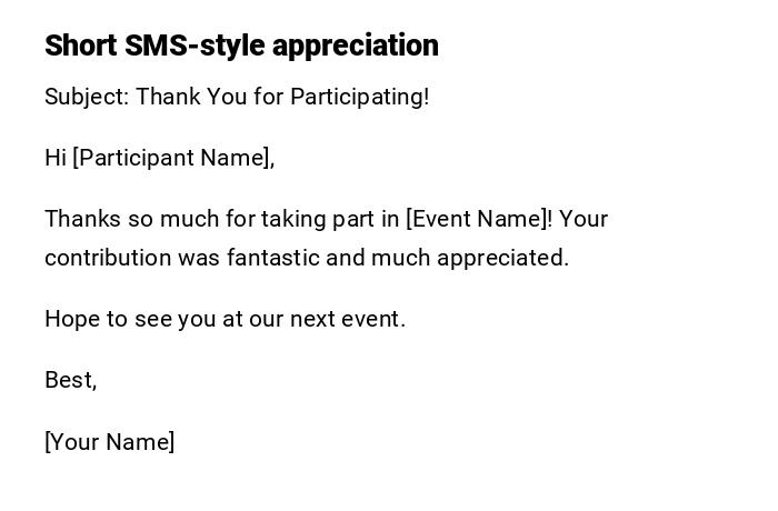 Short SMS-style appreciation Short SMS-style appreciation