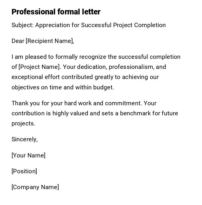 Professional formal letter Professional formal letter