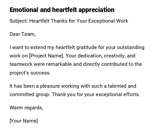 Emotional and heartfelt appreciation Emotional and heartfelt appreciation