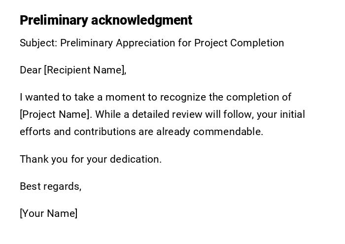 Preliminary acknowledgment Preliminary acknowledgment