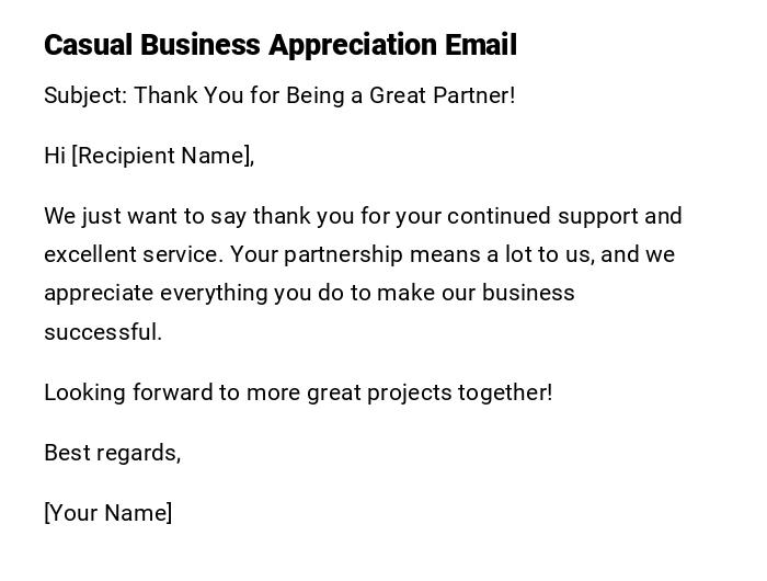 Casual Business Appreciation Email Casual Business Appreciation Email