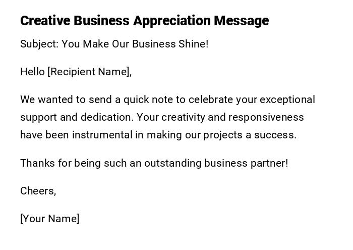 Creative Business Appreciation Message Creative Business Appreciation Message