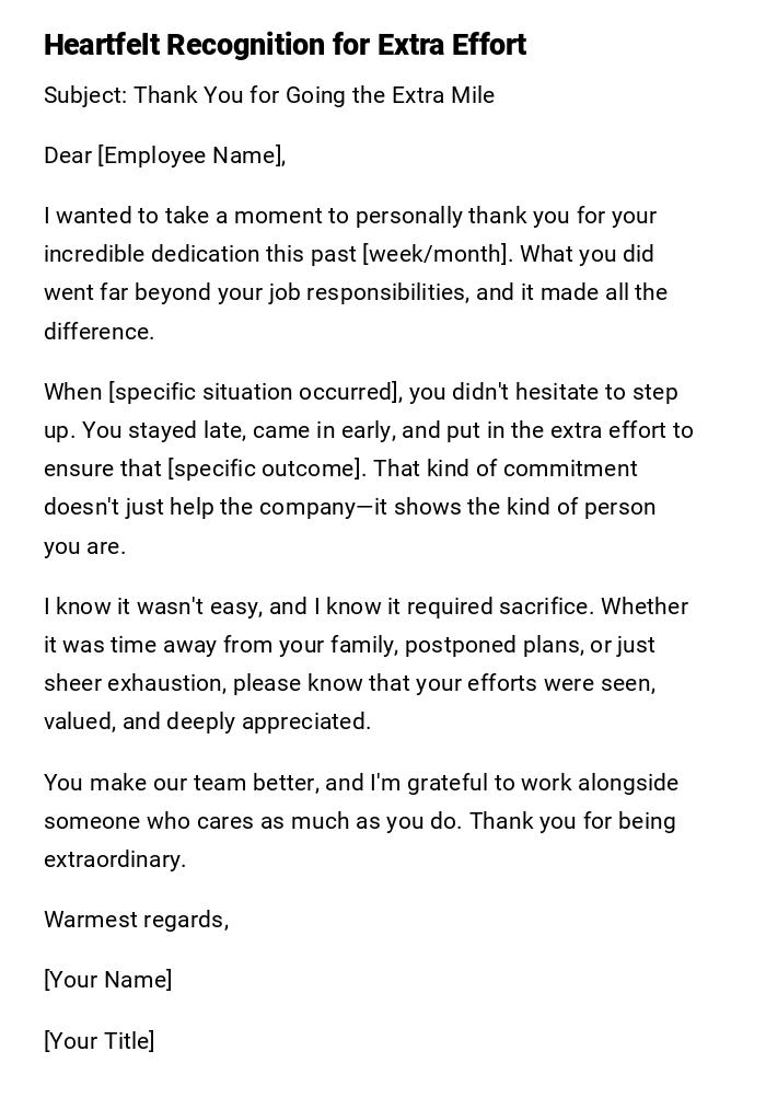 Heartfelt Recognition for Extra Effort Heartfelt Recognition for Extra Effort