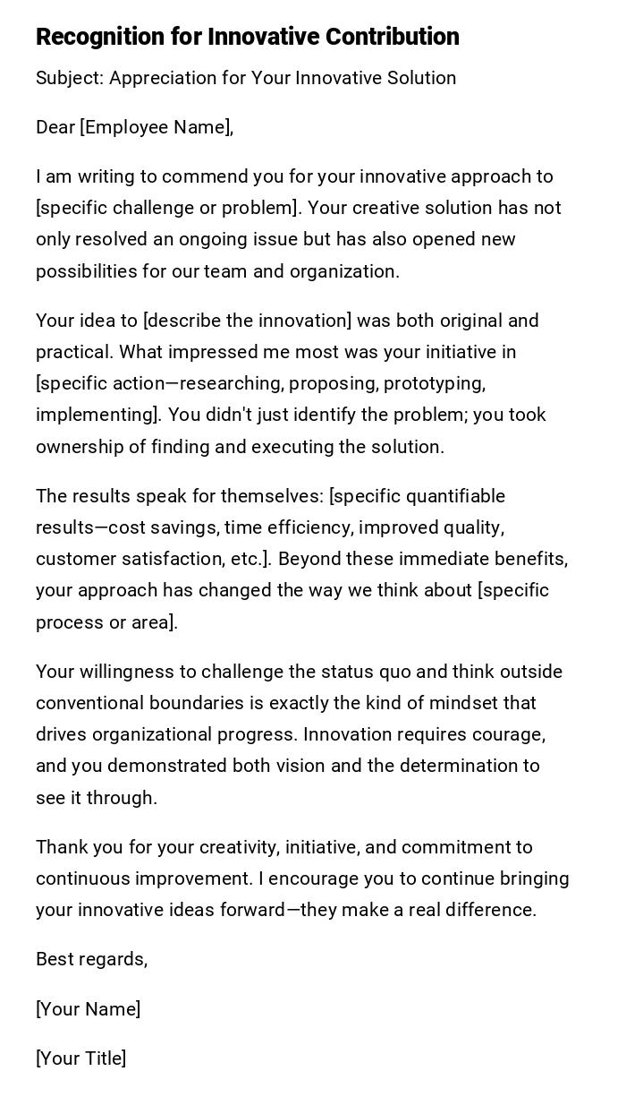 Recognition for Innovative Contribution Recognition for Innovative Contribution