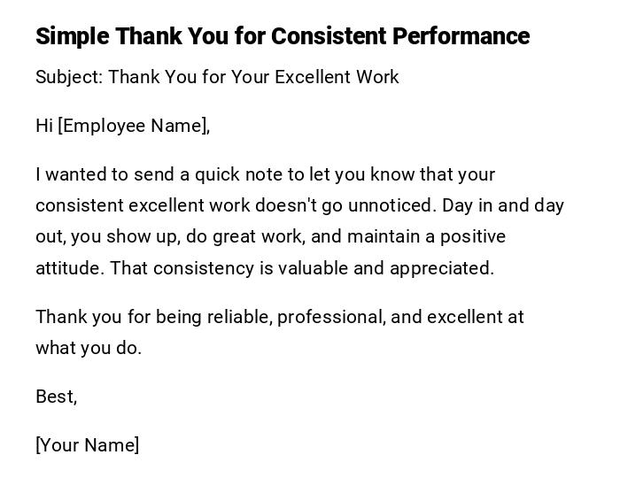 Simple Thank You for Consistent Performance Simple Thank You for Consistent Performance