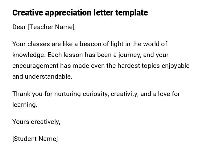 Creative appreciation letter template Creative appreciation letter template