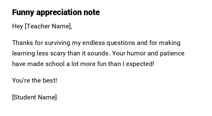 Funny appreciation note Funny appreciation note