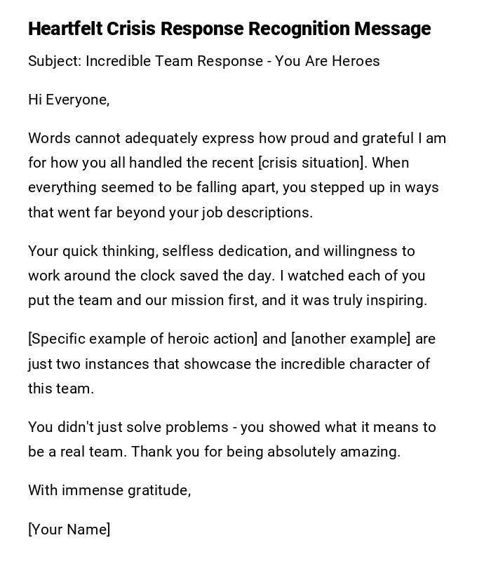 Heartfelt Crisis Response Recognition Message Heartfelt Crisis Response Recognition Message
