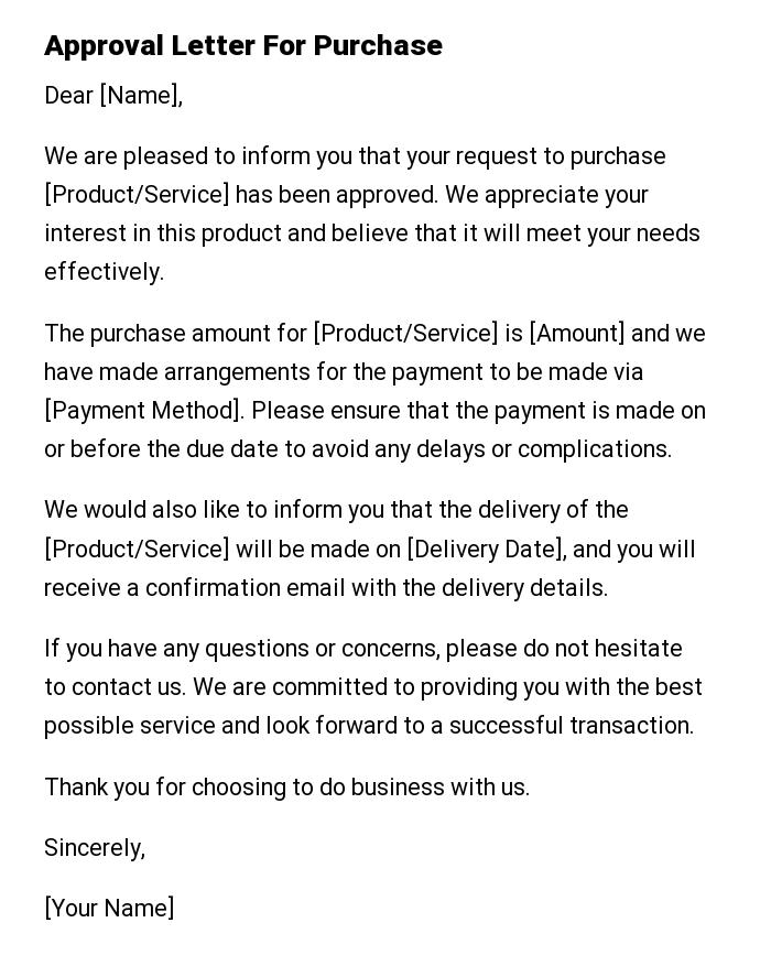 Approval Letter For Purchase