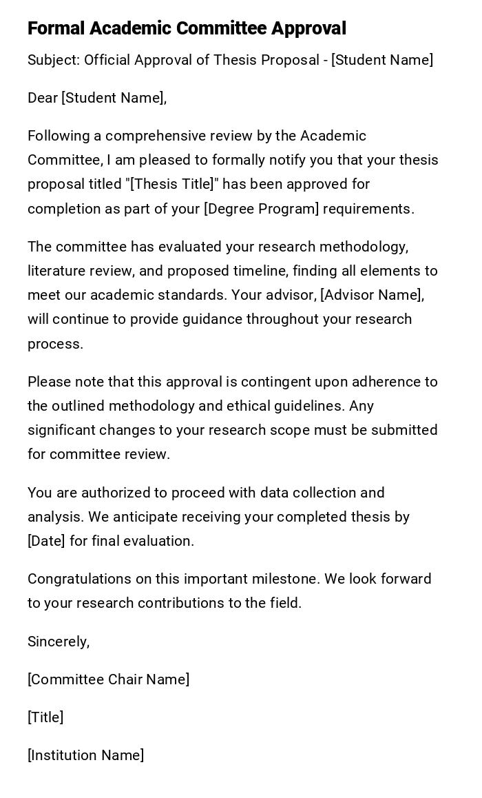 Formal Academic Committee Approval