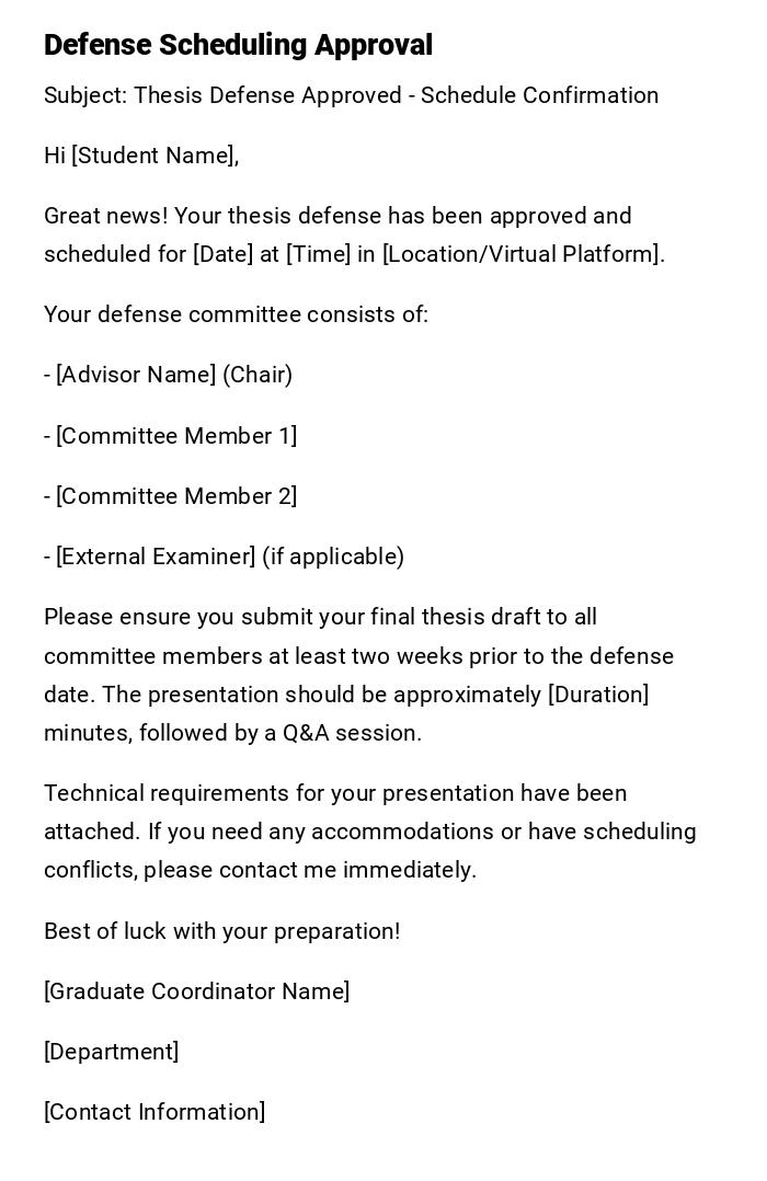 Defense Scheduling Approval