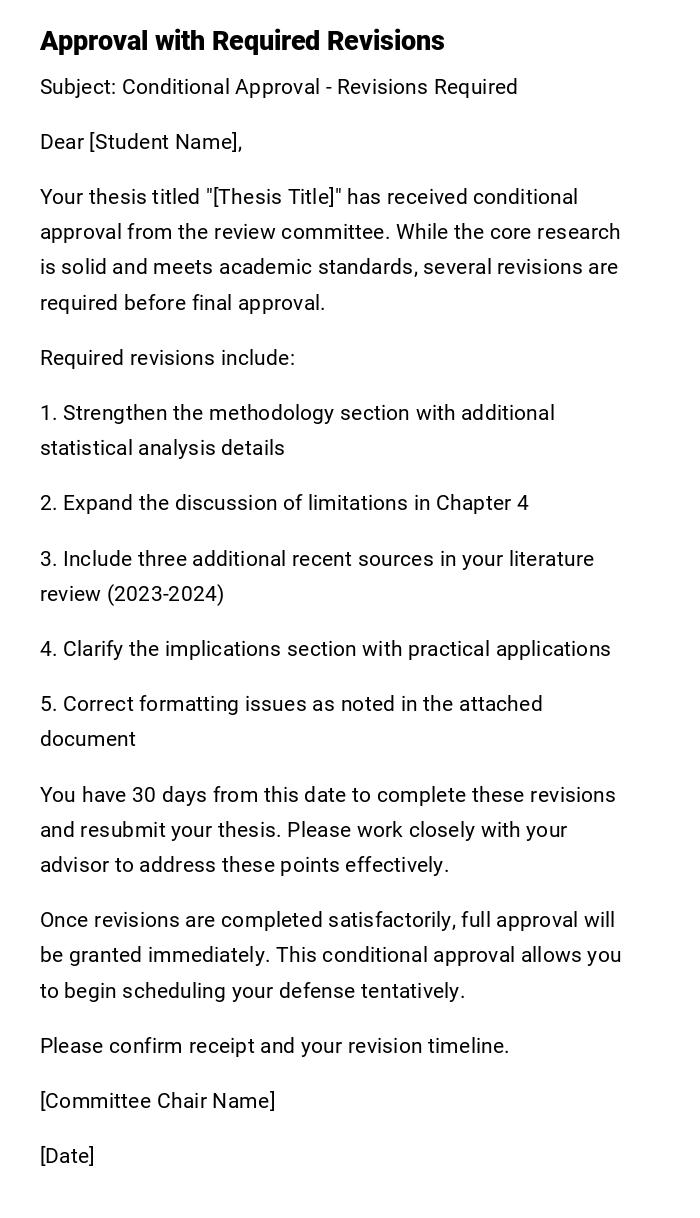 Approval with Required Revisions