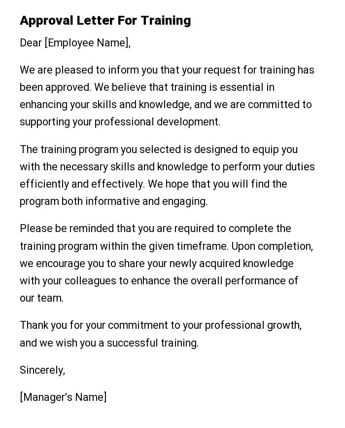 Approval Letter For Training