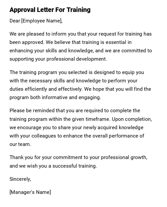 Approval Letter For Training