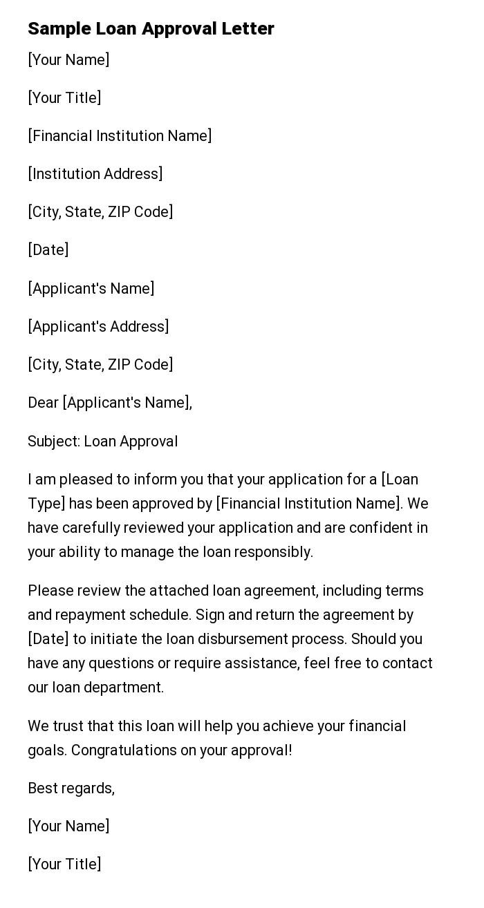 Sample Loan Approval Letter