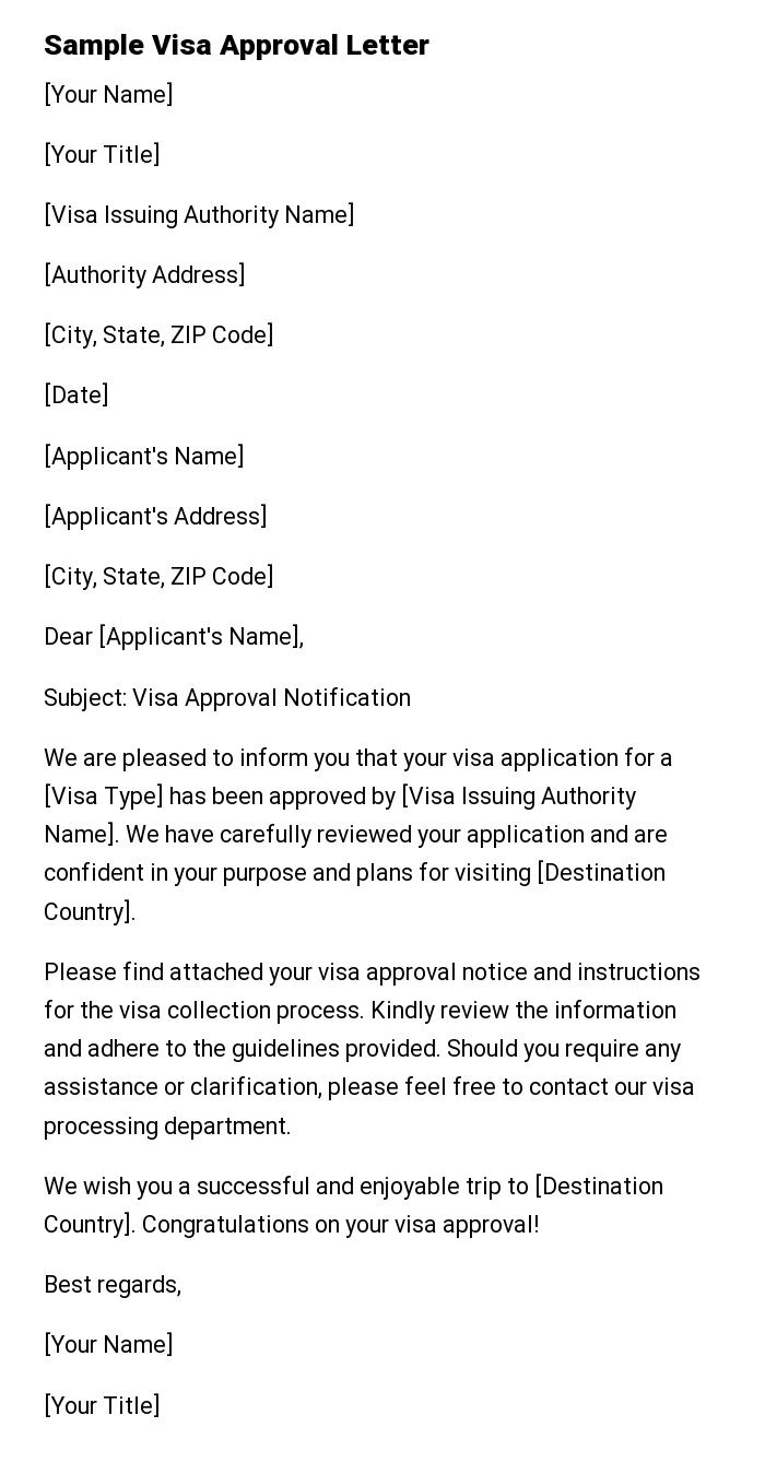 Sample Visa Approval Letter