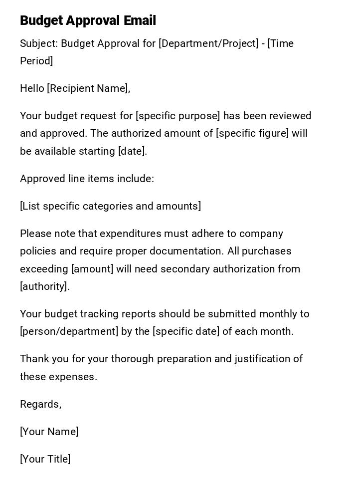 Budget Approval Email