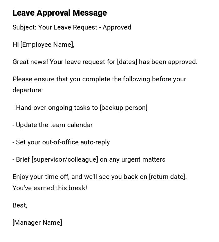 Leave Approval Message