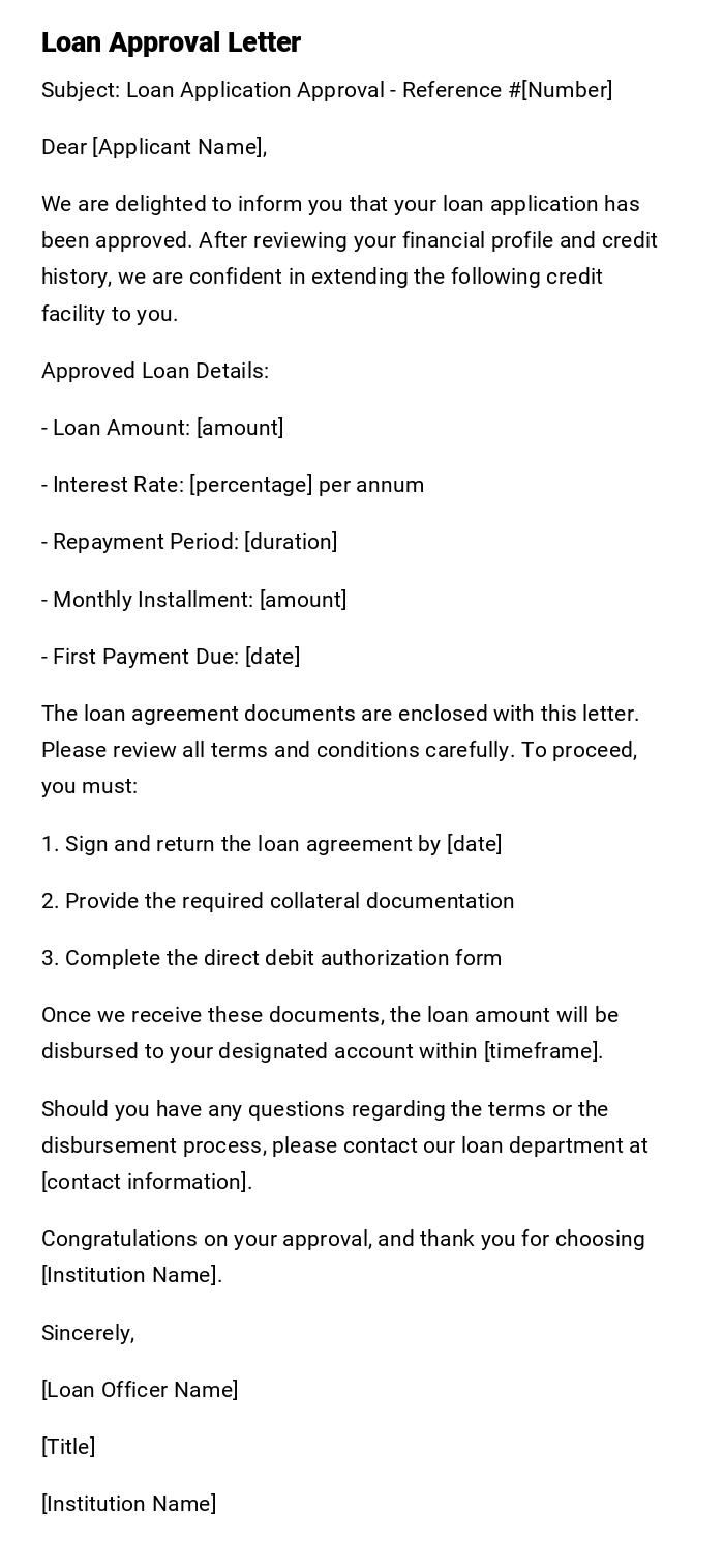 Loan Approval Letter