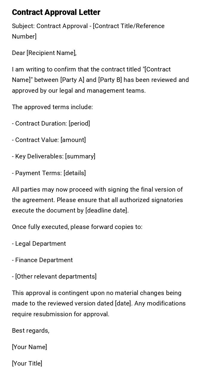 Contract Approval Letter
