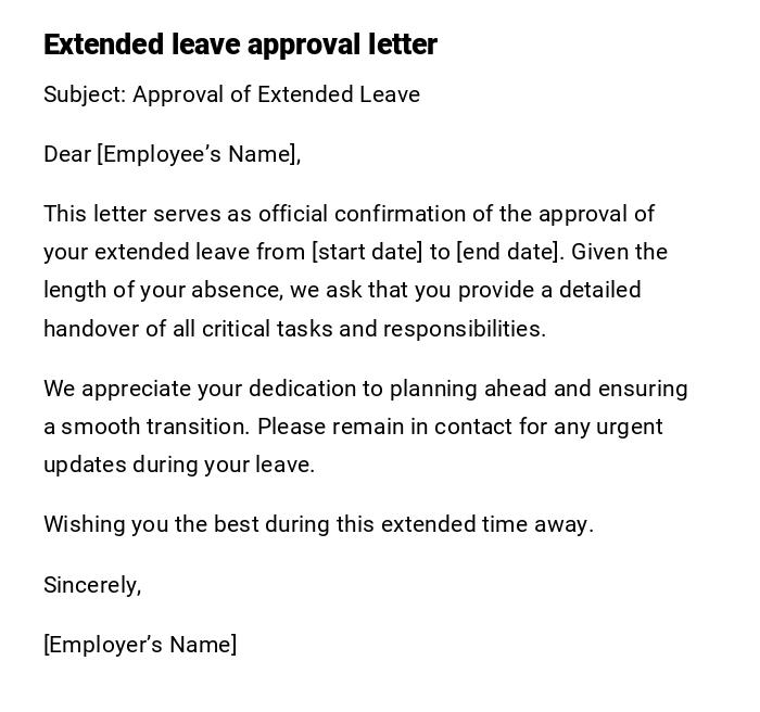 Extended leave approval letter Extended leave approval letter