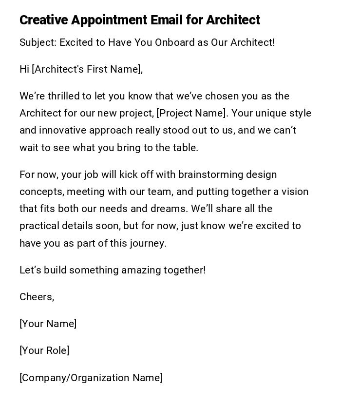 Creative Appointment Email for Architect Creative Appointment Email for Architect