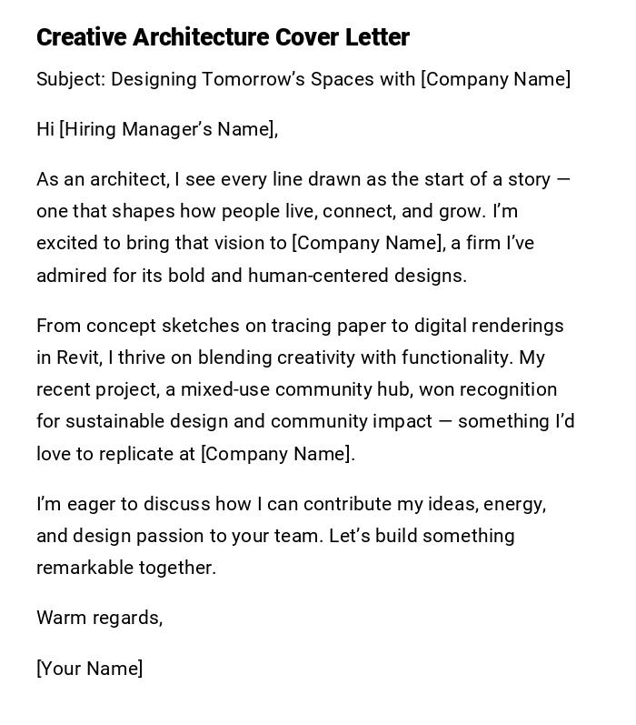 Creative Architecture Cover Letter Creative Architecture Cover Letter