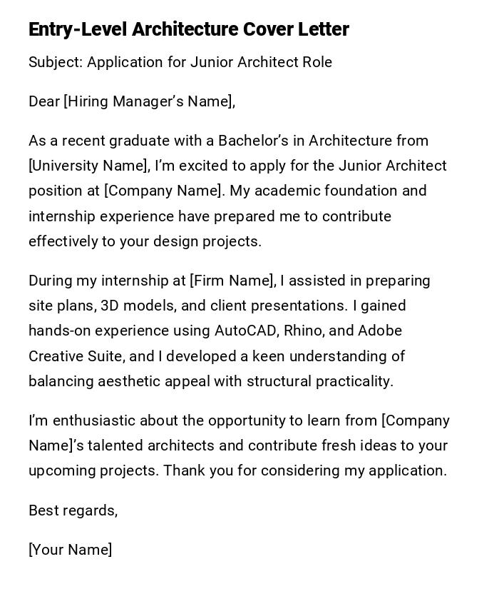 Entry-Level Architecture Cover Letter Entry-Level Architecture Cover Letter