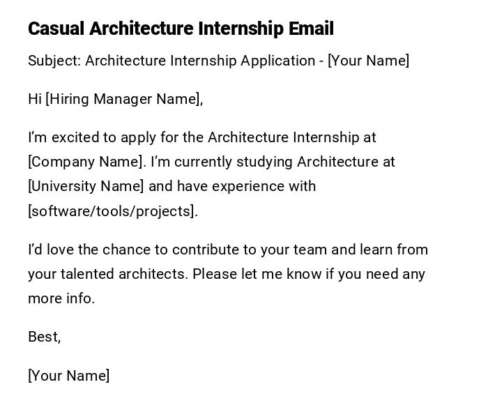 Casual Architecture Internship Email Casual Architecture Internship Email